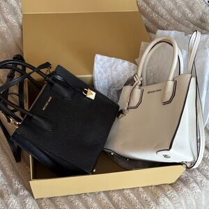 Michael Kors Black and White Satchel Set